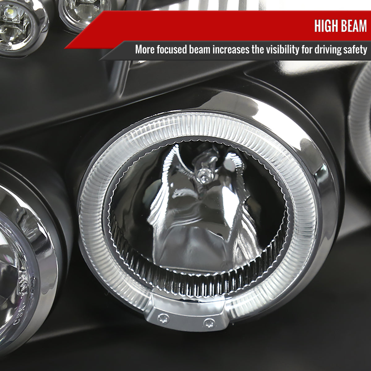 2005-2007 Dodge Magnum Dual Halo Projector Headlights (Matte Black Housing / Clear Lens)