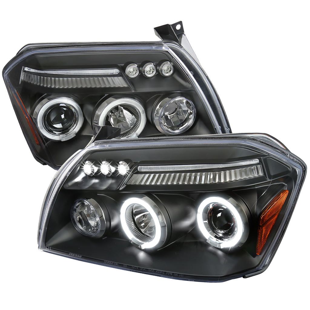 2005-2007 Dodge Magnum Dual Halo Projector Headlights (Matte Black Housing / Clear Lens)