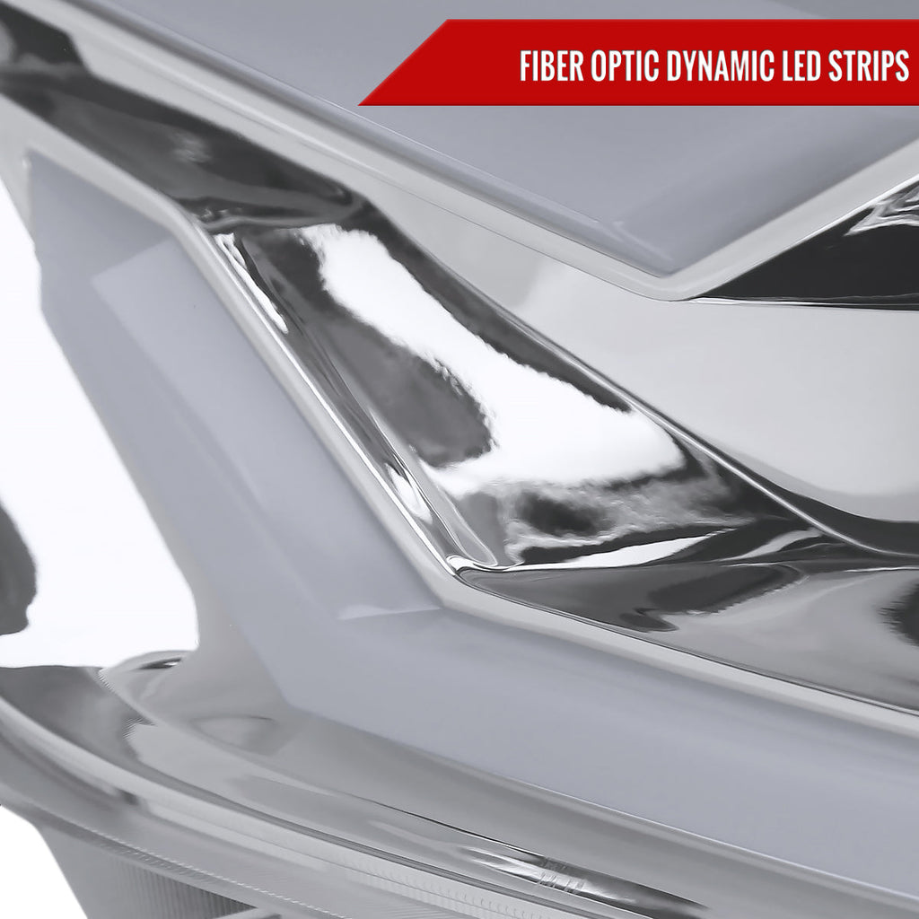 2015-2017 Ford Mustang S550 / 2018-2020 Mustang Shelby LED Bar Xenon HID Projector Headlights (Chrome Housing / Clear Lens)