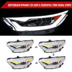2015-2017 Ford Mustang S550 / 2018-2020 Mustang Shelby HID/Xenon Switchback Sequential LED Projector Headlights (Chrome Housing / Clear Lens)