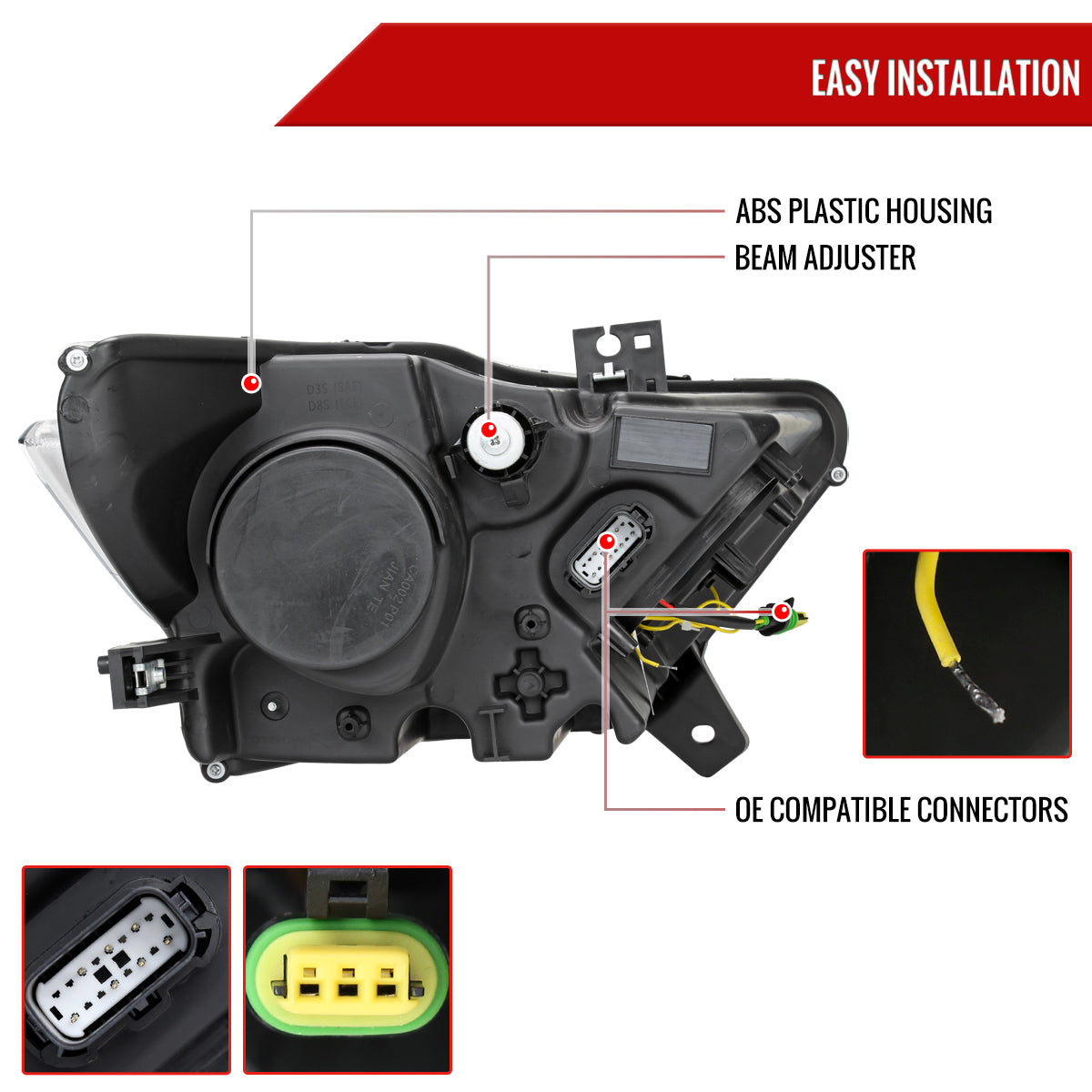 2015-2017 Ford Mustang S550 / 2018-2020 Mustang Shelby HID/Xenon Switchback Sequential LED Projector Headlights (Chrome Housing / Clear Lens)