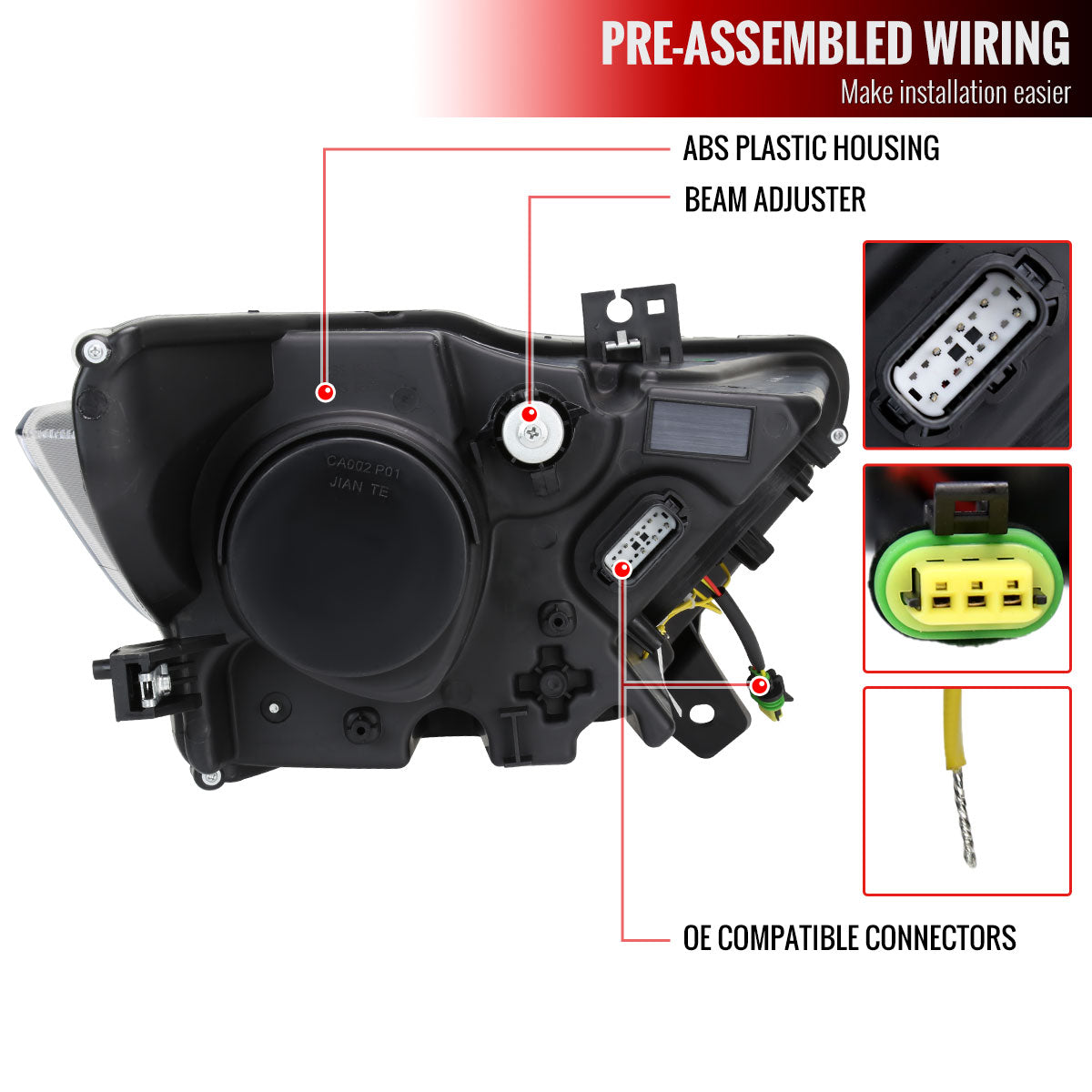 2015-2017 Ford Mustang S550 HID/Xenon Switchback Sequential LED Turn Signal Projector Headlights (Matte Black Housing / Smoked Lens)
