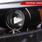 2015-2017 Ford Mustang S550 HID-Type LED Sequential Turn Signal Projector Headlights (Jet Black Housing / Clear Lens)