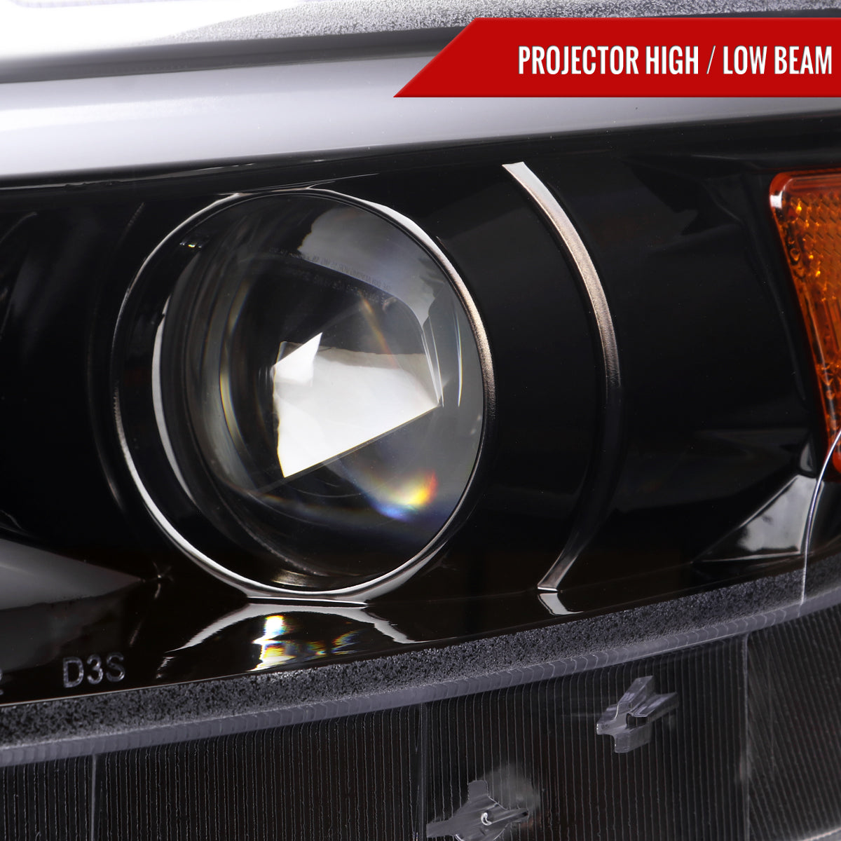 2015-2017 Ford Mustang S550 HID-Type LED Sequential Turn Signal Projector Headlights (Jet Black Housing / Clear Lens)