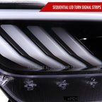 2015-2017 Ford Mustang S550 HID-Type LED Sequential Turn Signal Projector Headlights (Jet Black Housing / Clear Lens)