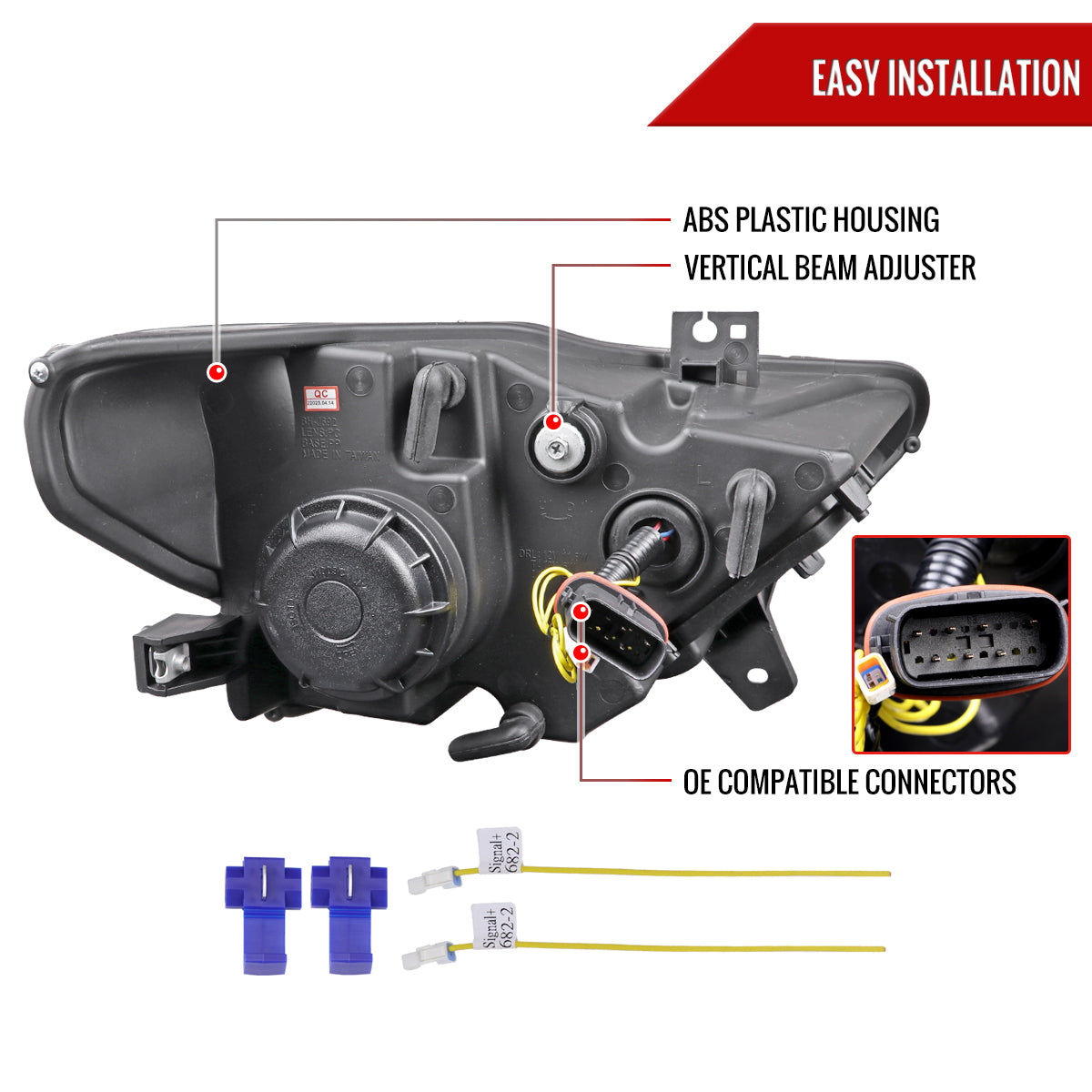 2015-2017 Ford Mustang S550 HID-Type LED Sequential Turn Signal Projector Headlights (Jet Black Housing / Clear Lens)