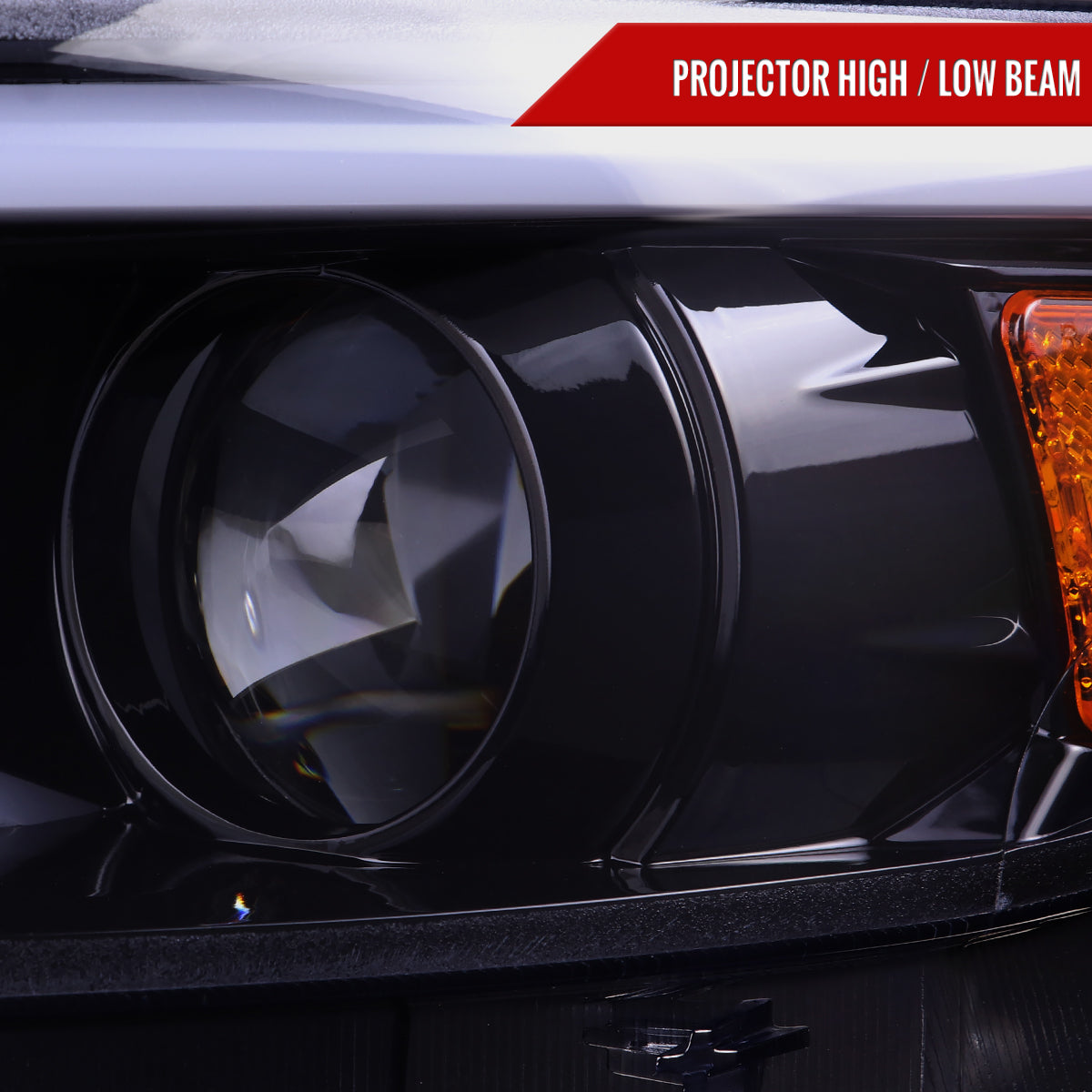 2015-2017 Ford Mustang S550 HID-Type LED Sequential Turn Signal Projector Headlights (Glossy Black Housing / Smoked Lens)
