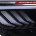 2015-2017 Ford Mustang S550 HID-Type LED Sequential Turn Signal Projector Headlights (Glossy Black Housing / Smoked Lens)