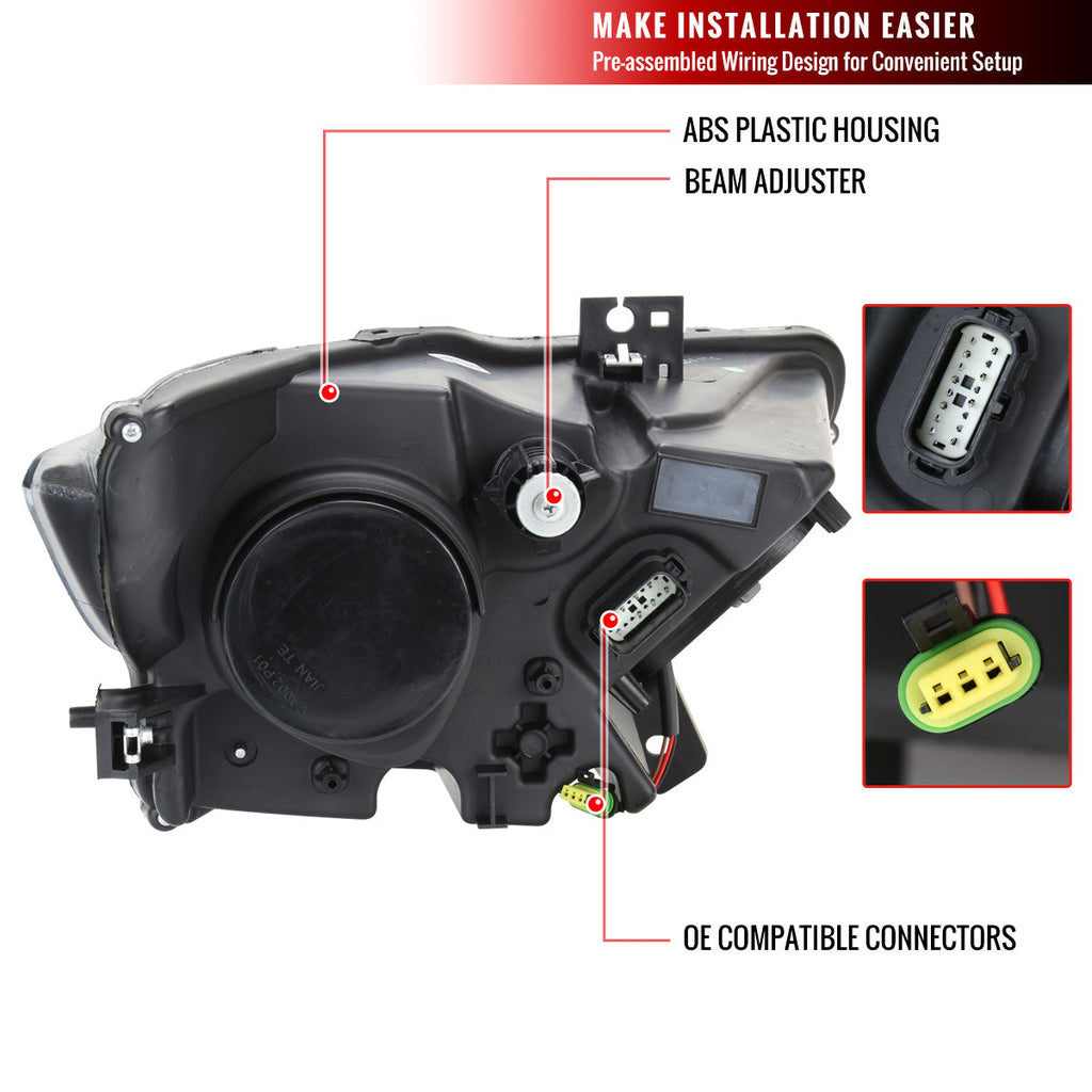 2015-2017 Ford Mustang S550 / 2018-2020 Mustang Shelby LED Strip Xenon HID Projector Headlight - Driver Side Only (Matte Black Housing / Clear Lens)