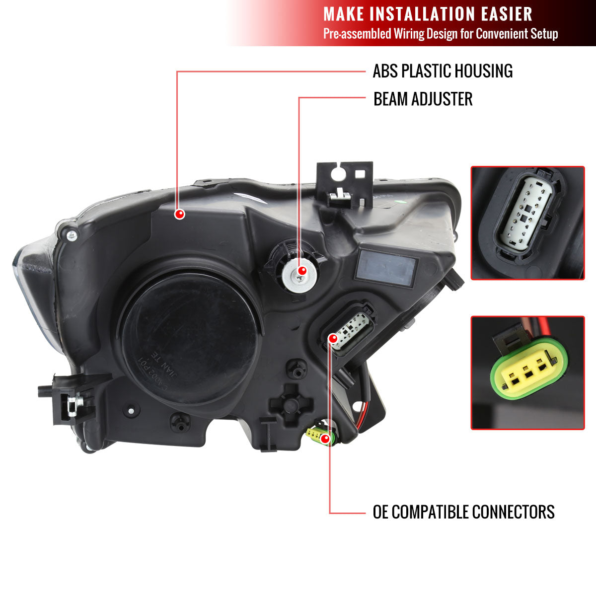 2015-2017 Ford Mustang S550 / 2018-2020 Mustang Shelby LED Strip Xenon HID Projector Headlight - Driver Side Only (Matte Black Housing / Clear Lens)