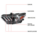 2015-2017 Ford Mustang S550 / 2018-2020 Mustang Shelby LED Strip Xenon HID Projector Headlight - Driver Side Only (Matte Black Housing / Clear Lens)