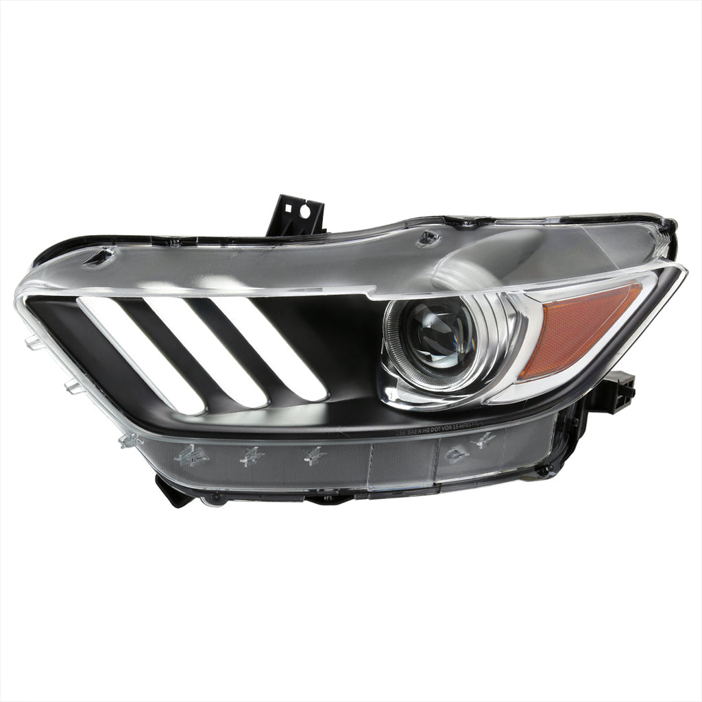 2015-2017 Ford Mustang S550 / 2018-2020 Mustang Shelby LED Strip Xenon HID Projector Headlight - Driver Side Only (Matte Black Housing / Clear Lens)