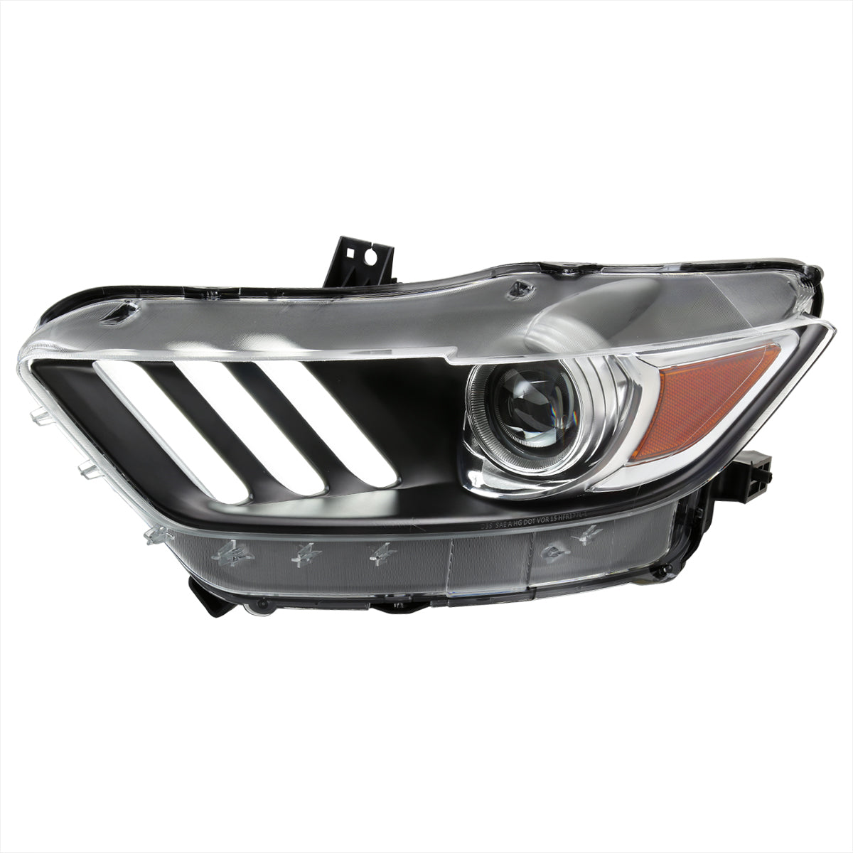 2015-2017 Ford Mustang S550 / 2018-2020 Mustang Shelby LED Strip Xenon HID Projector Headlight - Driver Side Only (Matte Black Housing / Clear Lens)