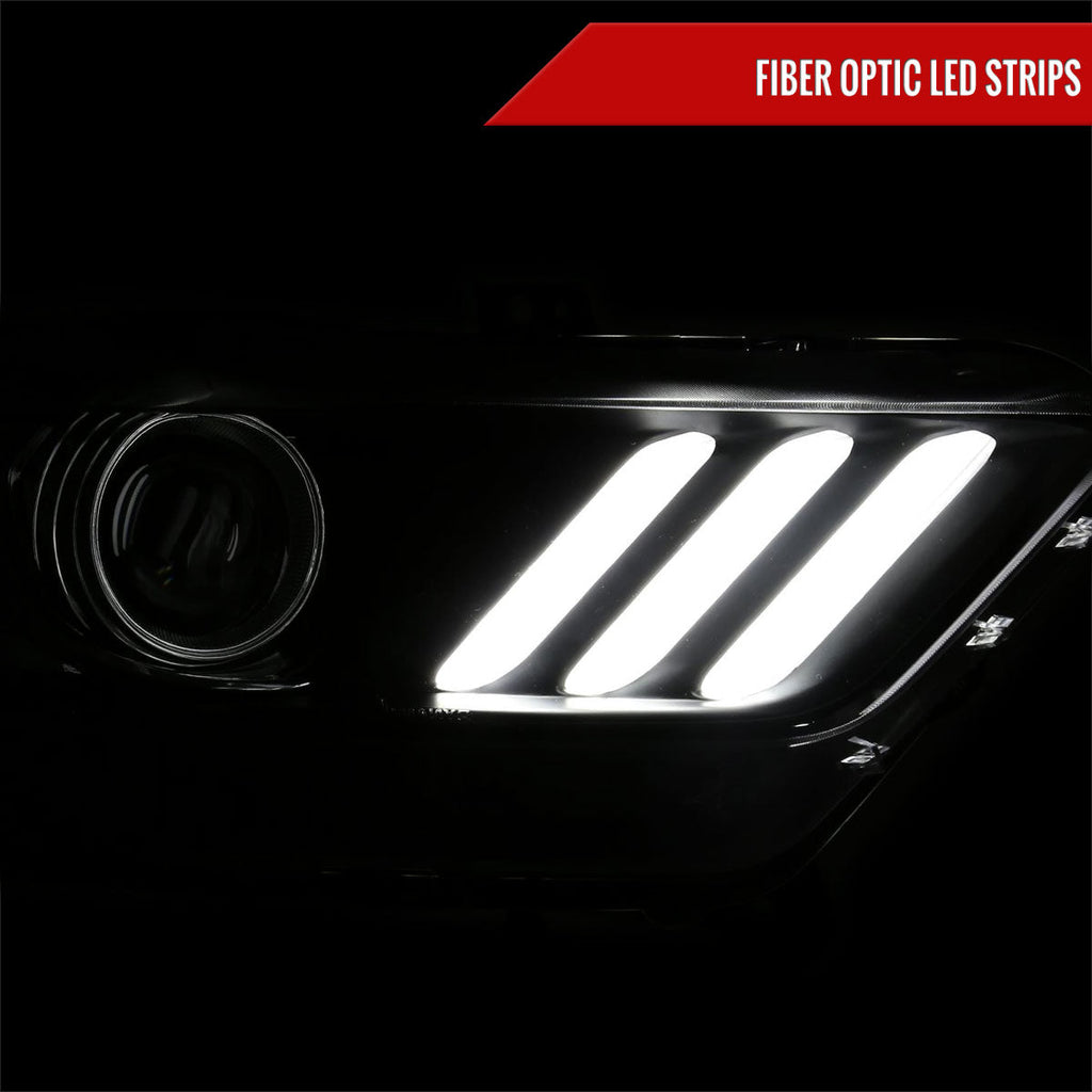 2015-2017 Ford Mustang S550 / 2018-2020 Mustang Shelby LED Strip Xenon HID Projector Headlight - Passenger Side Only (Matte Black Housing / Clear Lens)