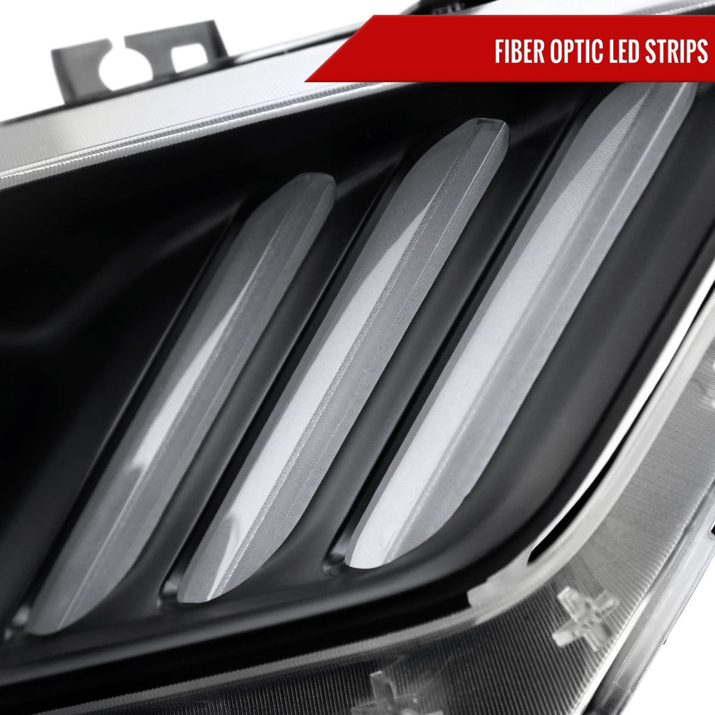 2015-2017 Ford Mustang S550 / 2018-2020 Mustang Shelby LED Strip Xenon HID Projector Headlight - Passenger Side Only (Matte Black Housing / Clear Lens)