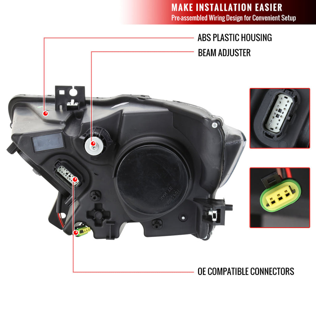 2015-2017 Ford Mustang S550 / 2018-2020 Mustang Shelby LED Strip Xenon HID Projector Headlight - Passenger Side Only (Matte Black Housing / Clear Lens)