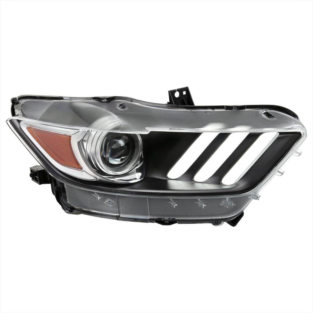 2015-2017 Ford Mustang S550 / 2018-2020 Mustang Shelby LED Strip Xenon HID Projector Headlight - Passenger Side Only (Matte Black Housing / Clear Lens)