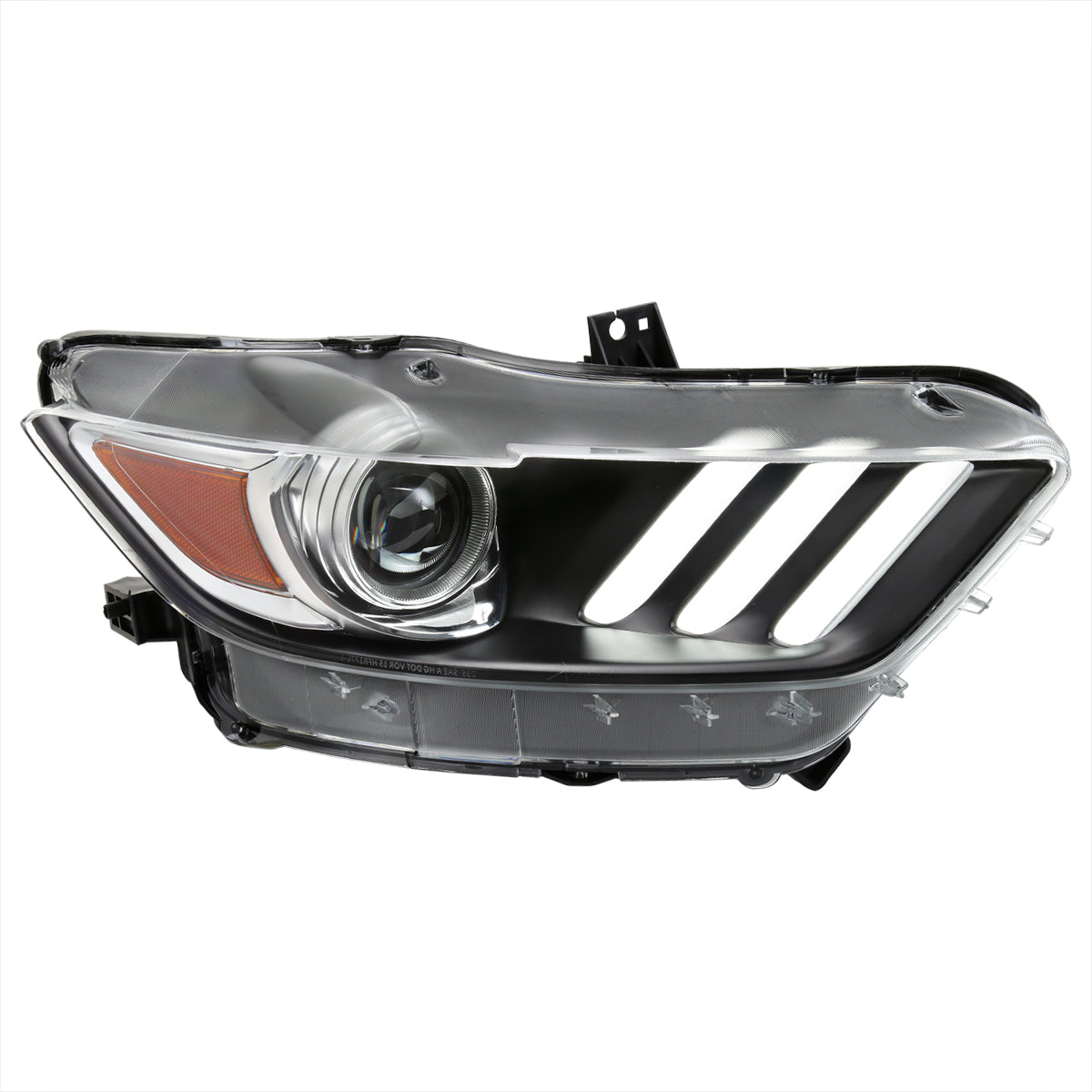 2015-2017 Ford Mustang S550 / 2018-2020 Mustang Shelby LED Strip Xenon HID Projector Headlight - Passenger Side Only (Matte Black Housing / Clear Lens)