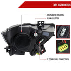 2015-2017 Ford Mustang S550 / 2018-2020 Mustang Shelby LED Strip Xenon HID Projector Headlights (Matte Black Housing / Clear Lens)