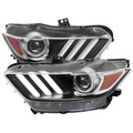 2015-2017 Ford Mustang S550 / 2018-2020 Mustang Shelby LED Strip Xenon HID Projector Headlights (Matte Black Housing / Clear Lens)