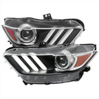 2015-2017 Ford Mustang S550 / 2018-2020 Mustang Shelby LED Strip Xenon HID Projector Headlights (Matte Black Housing / Clear Lens)