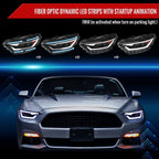 2015-2017 Ford Mustang S550 / 2018-2020 Mustang Shelby LED Bar Xenon HID Projector Headlights (Matte Black Housing / Clear Lens)
