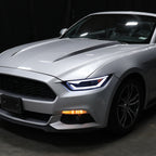 2015-2017 Ford Mustang S550 / 2018-2020 Mustang Shelby LED Bar Xenon HID Projector Headlights (Matte Black Housing / Clear Lens)