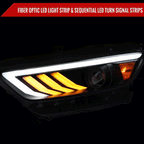2015-2017 Ford Mustang S550 HID-Type LED Sequential Turn Signal Projector Headlights (Matte Black Housing / Clear Lens)