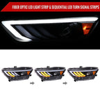 2015-2017 Ford Mustang S550 HID-Type LED Sequential Turn Signal Projector Headlights (Matte Black Housing / Clear Lens)