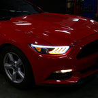 2015-2017 Ford Mustang S550 HID-Type LED Sequential Turn Signal Projector Headlights (Matte Black Housing / Clear Lens)