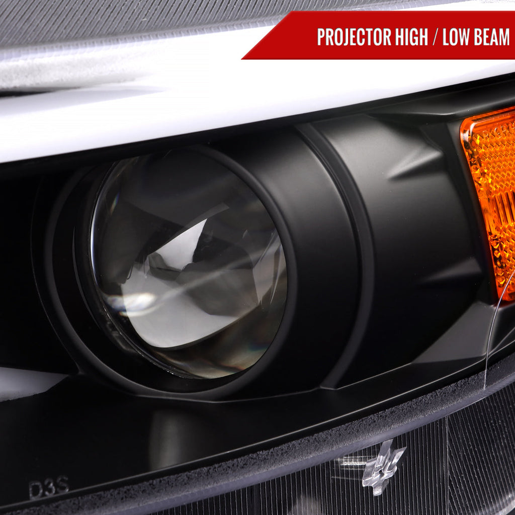 2015-2017 Ford Mustang S550 HID-Type LED Sequential Turn Signal Projector Headlights (Matte Black Housing / Clear Lens)