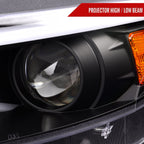 2015-2017 Ford Mustang S550 HID-Type LED Sequential Turn Signal Projector Headlights (Matte Black Housing / Clear Lens)