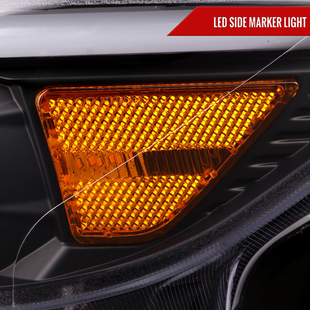 2015-2017 Ford Mustang S550 HID-Type LED Sequential Turn Signal Projector Headlights (Matte Black Housing / Clear Lens)