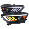 2015-2017 Ford Mustang S550 HID-Type LED Sequential Turn Signal Projector Headlights (Matte Black Housing / Clear Lens)