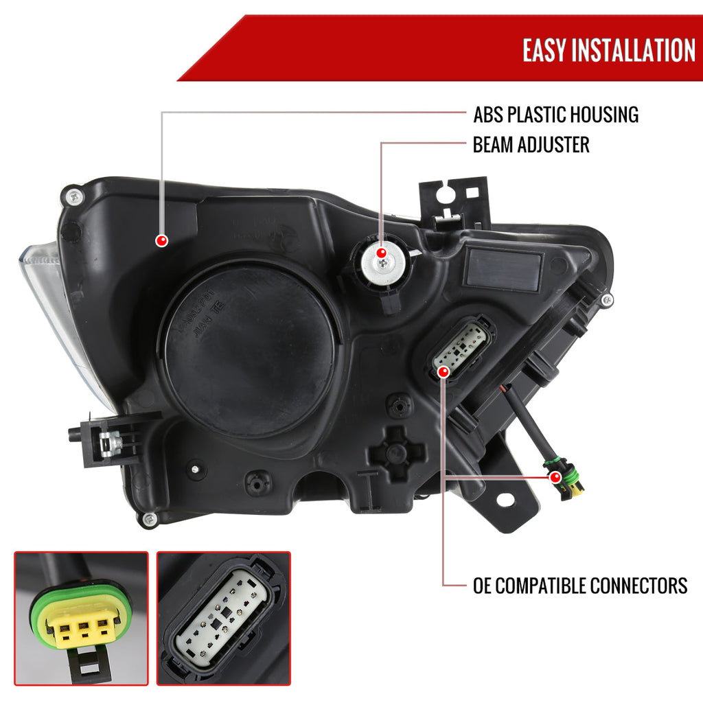 2015-2017 Ford Mustang S550 / 2018-2020 Mustang Shelby LED Bar Xenon HID Projector Headlights (Black Housing / Smoked Lens)