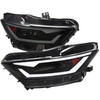 2015-2017 Ford Mustang S550 / 2018-2020 Mustang Shelby LED Bar Xenon HID Projector Headlights (Black Housing / Smoked Lens)