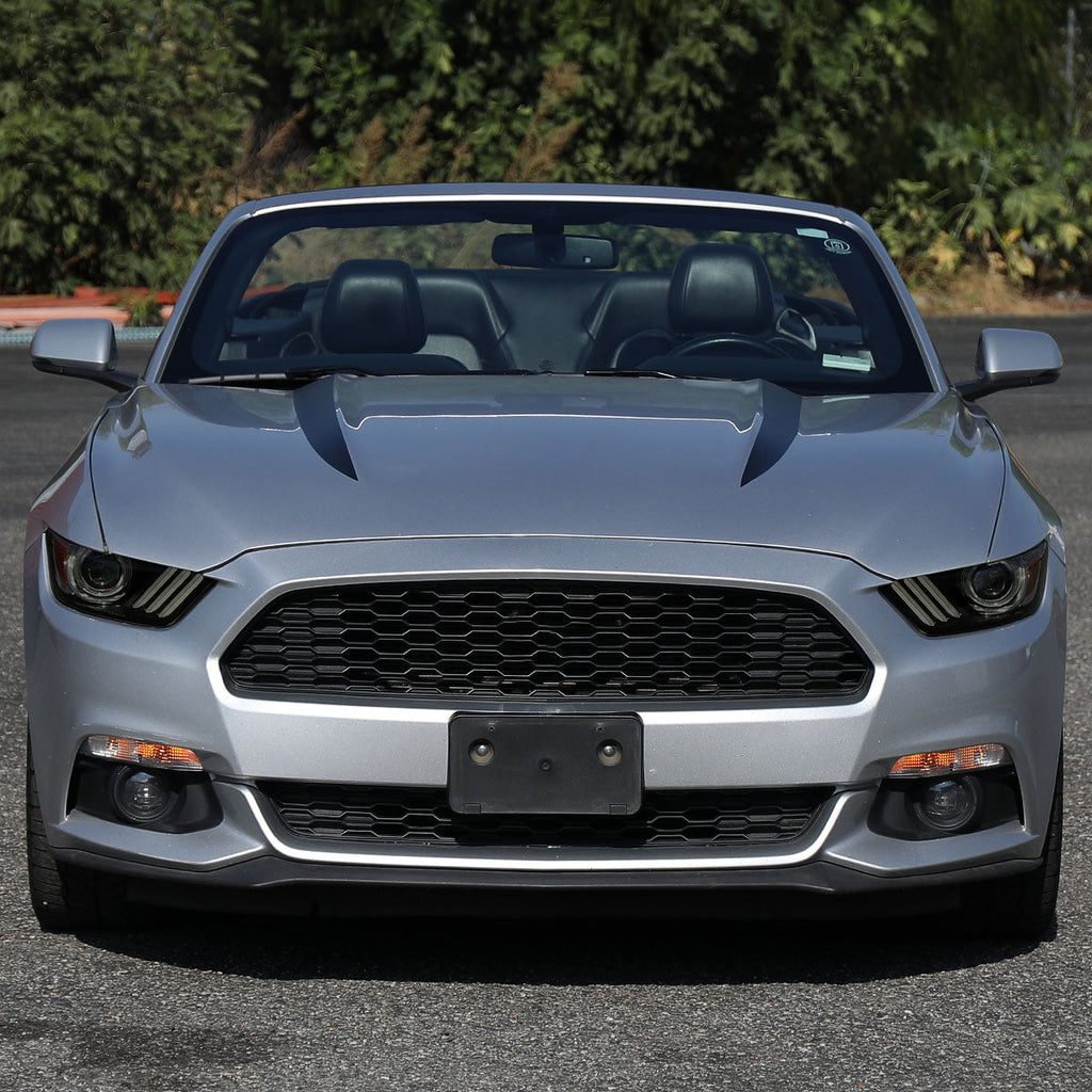 2015-2017 Ford Mustang S550 HID/Xenon Switchback Sequential LED Turn Signal Projector Headlights (Matte Black Housing / Smoked Lens)
