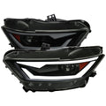 2015-2017 Ford Mustang S550 / 2018-2020 Mustang Shelby HID/Xenon Switchback Sequential LED Projector Headlights (Matte Black Housing / Smoked Lens)