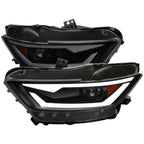 2015-2017 Ford Mustang S550 / 2018-2020 Mustang Shelby HID/Xenon Switchback Sequential LED Projector Headlights (Matte Black Housing / Smoked Lens)