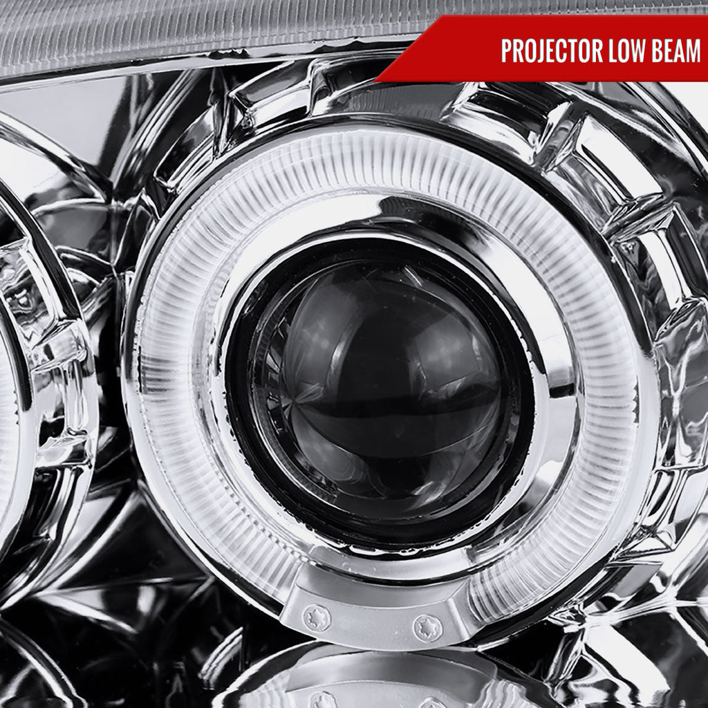1994-1998 Ford Mustang SN95 Dual Halo Projector Headlights (Chrome Housing / Clear Lens)