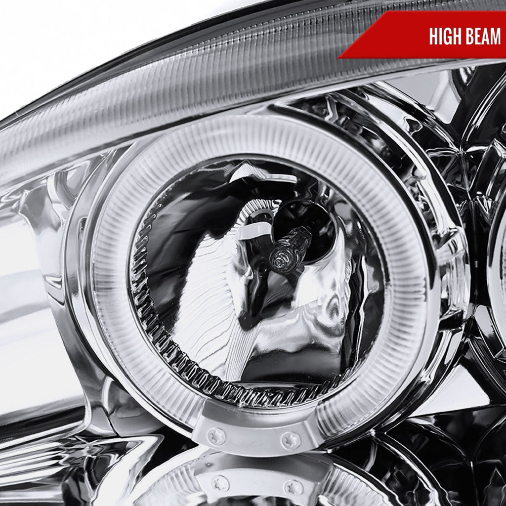 1994-1998 Ford Mustang SN95 Dual Halo Projector Headlights (Chrome Housing / Clear Lens)