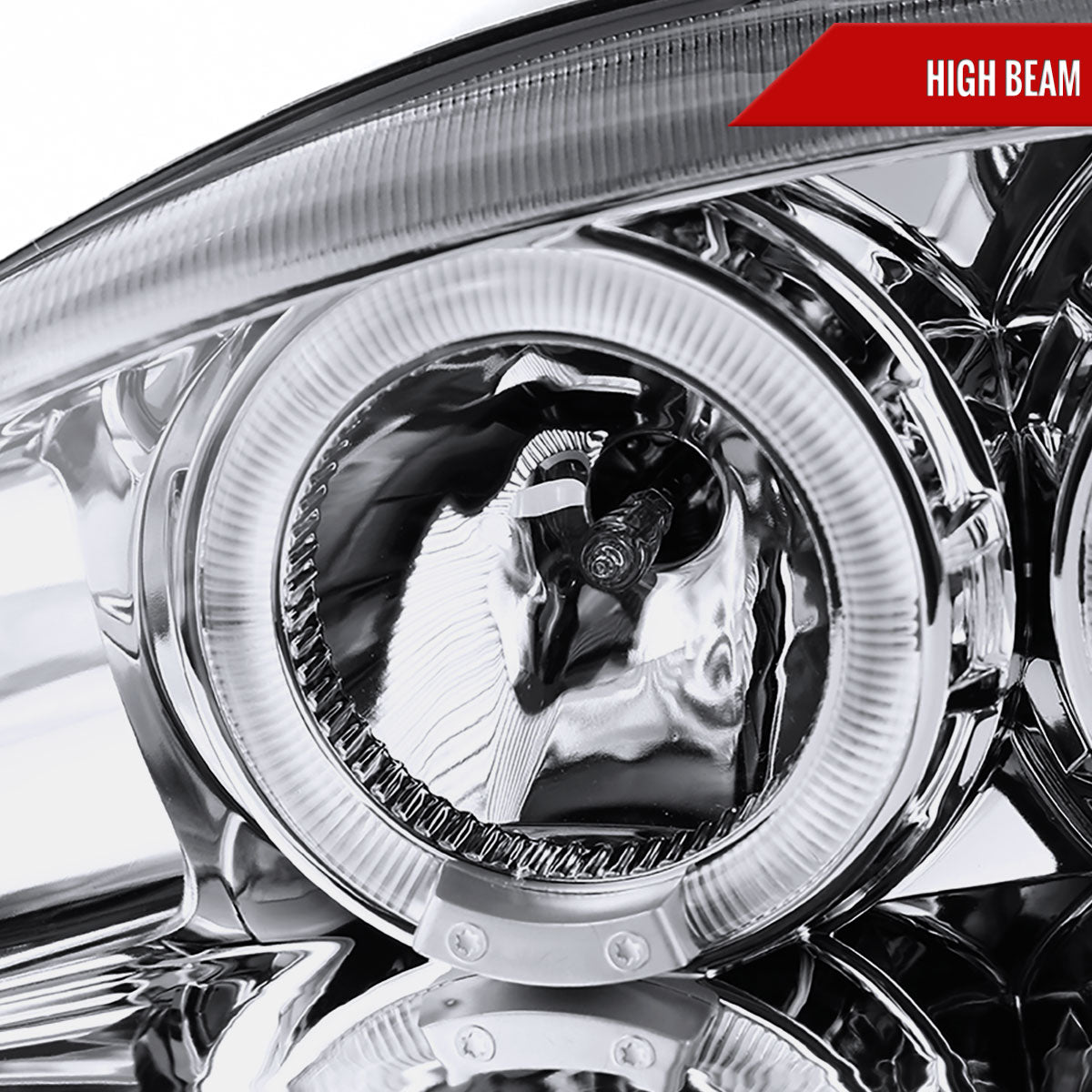 1994-1998 Ford Mustang SN95 Dual Halo Projector Headlights (Chrome Housing / Clear Lens)