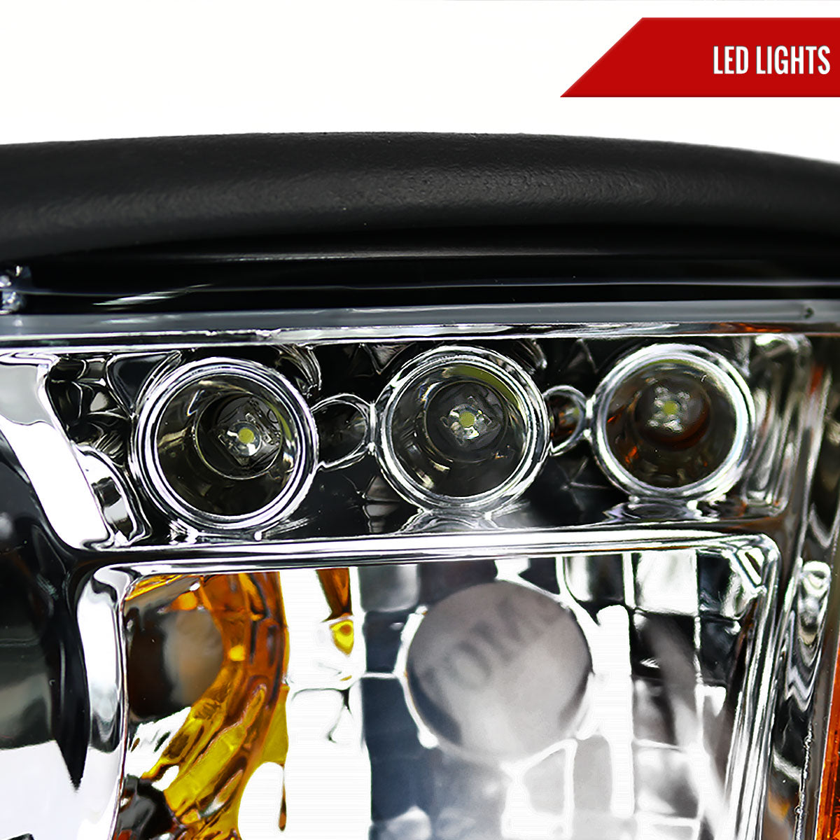 1994-1998 Ford Mustang SN95 Dual Halo Projector Headlights (Chrome Housing / Clear Lens)