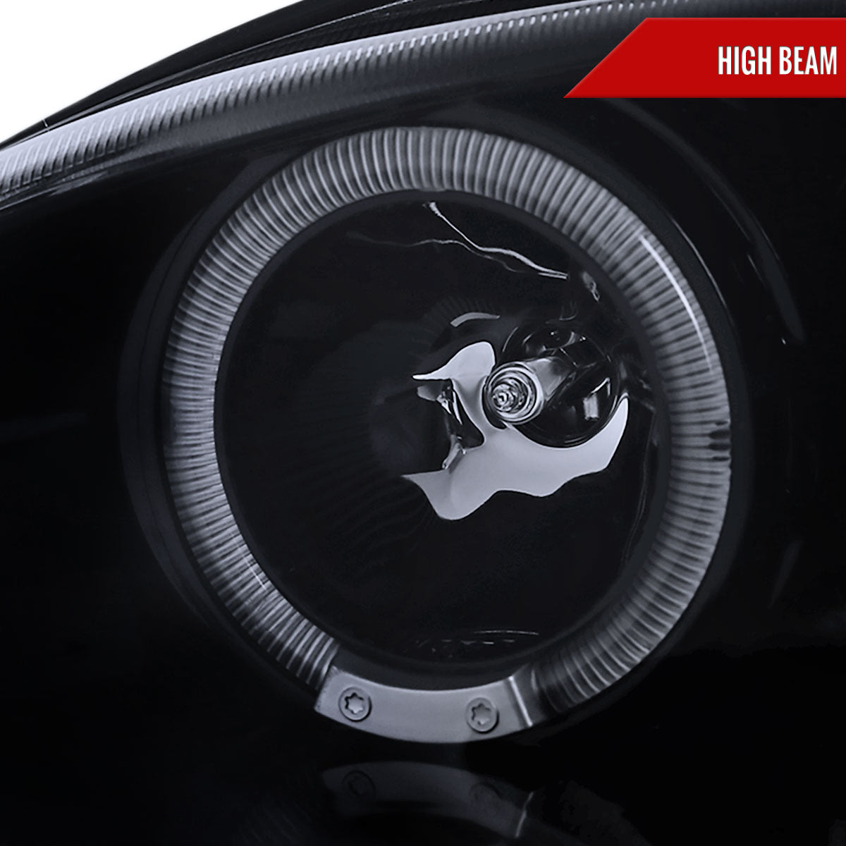1994-1998 Ford Mustang SN95 Dual Halo Projector Headlights (Glossy Black Housing / Smoked Lens)
