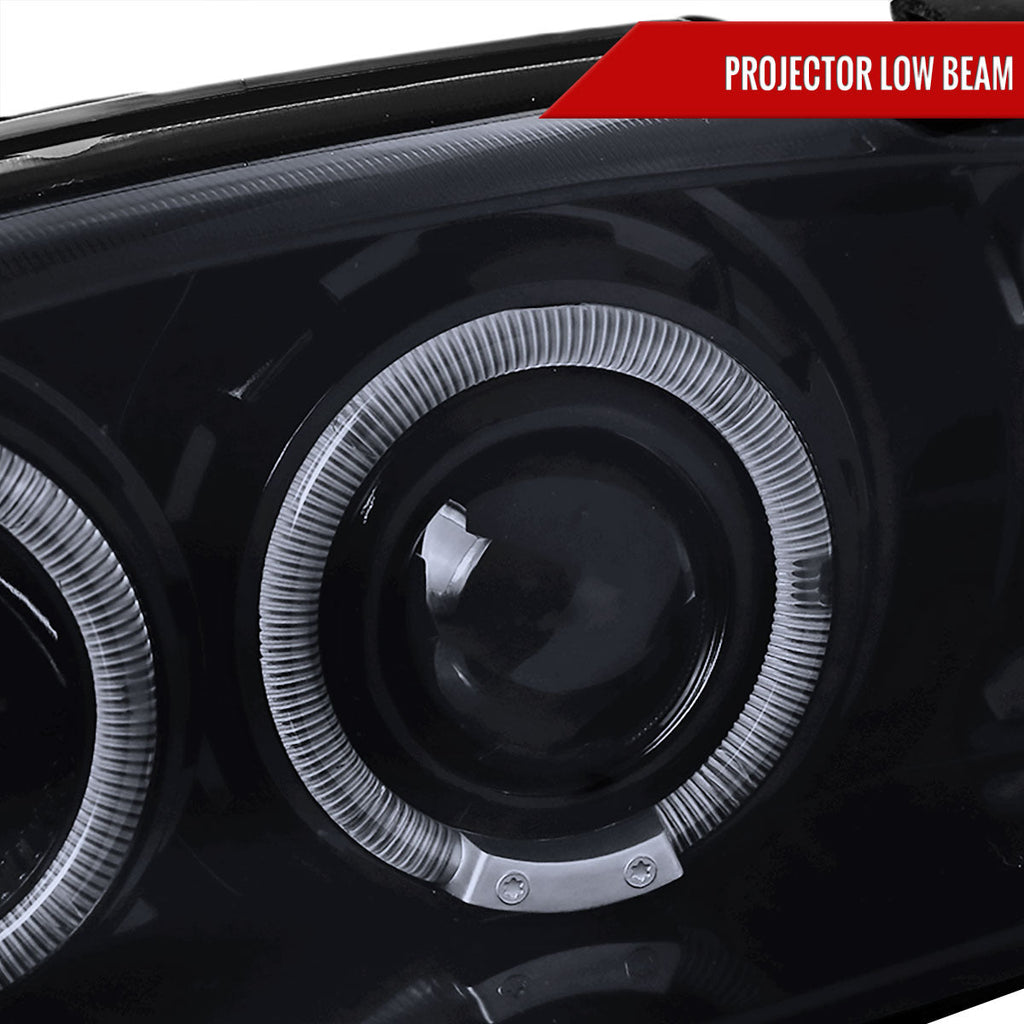 1994-1998 Ford Mustang SN95 Dual Halo V2 Projector Headlights (Glossy Black Housing / Smoked Lens)