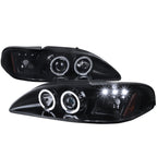 1994-1998 Ford Mustang SN95 Dual Halo V2 Projector Headlights (Glossy Black Housing / Smoked Lens)