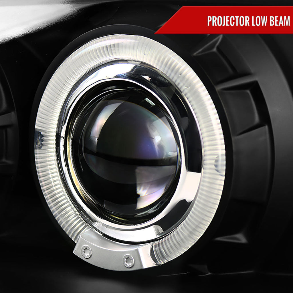 1994-1998 Ford Mustang SN95 Dual Halo Projector Headlights (Matte Black Housing / Clear Lens)