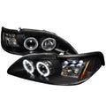 1994-1998 Ford Mustang SN95 Dual Halo Projector Headlights (Matte Black Housing / Clear Lens)