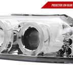 1999-2004 Ford Mustang New Edge Dual Halo Projector Headlights (Chrome Housing / Clear Lens)