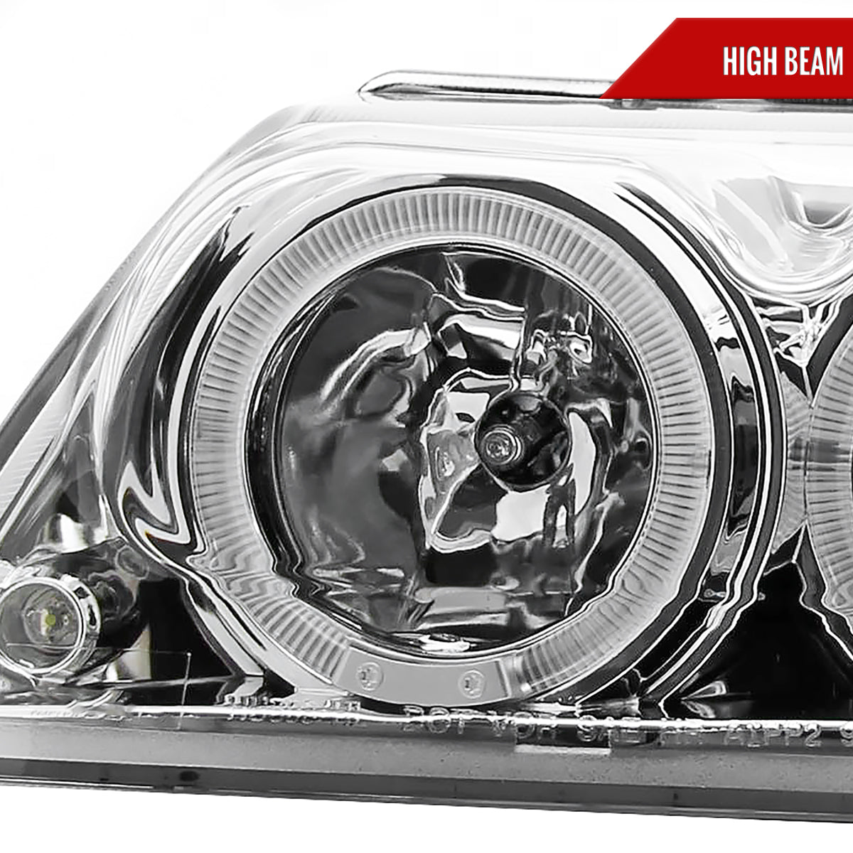 1999-2004 Ford Mustang New Edge Dual Halo Projector Headlights (Chrome Housing / Clear Lens)